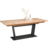 EETTAFEL, gefineerd, meerlaags paneel van massief hout (paneelplaat) grafietkleurig wild eiken, wild eiken
