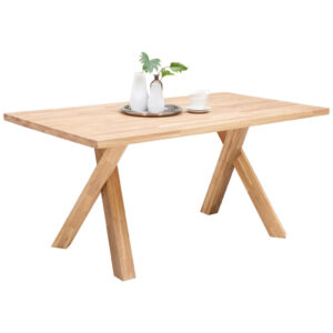 EETTAFEL, massief eikenkleurig wild eiken