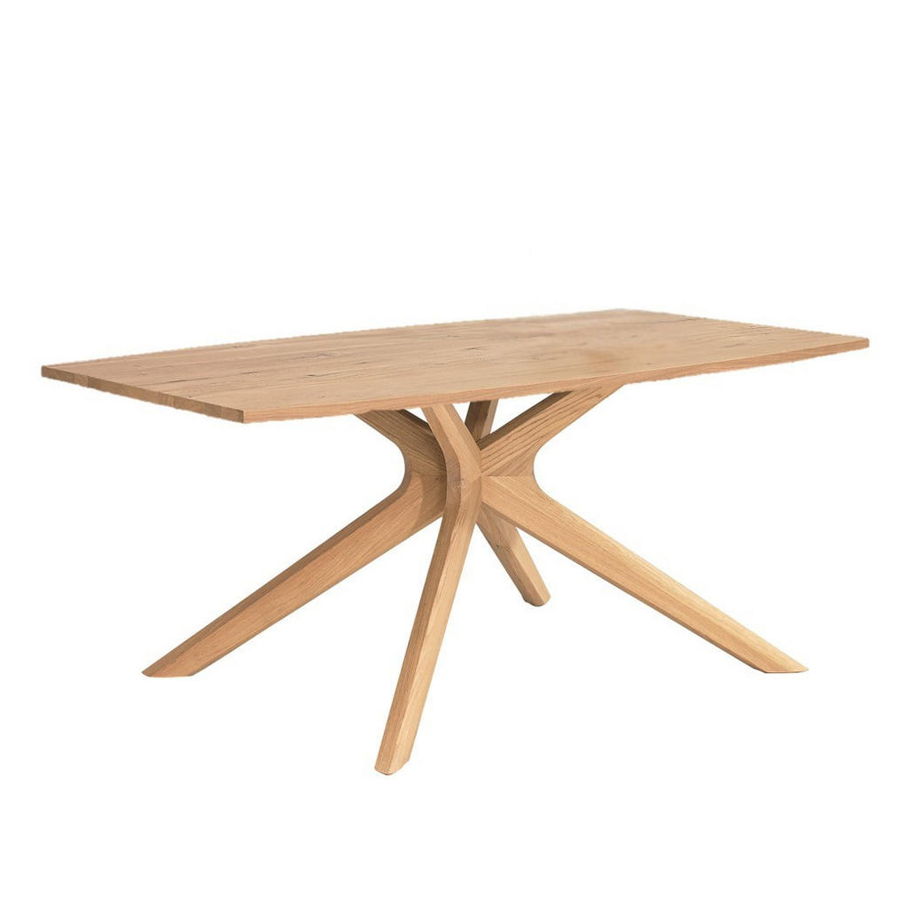 EETTAFEL, gefineerd, massief verouderd hout, eikenkleurig eiken