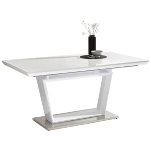 EETTAFEL, wit, roestvrij staalkleur