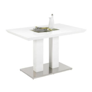 EETTAFEL, wit, roestvrij staalkleur