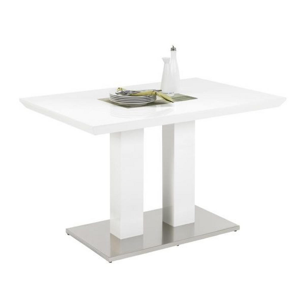 EETTAFEL, wit, roestvrij staalkleur