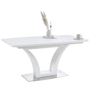 EETTAFEL, wit, roestvrij staalkleur