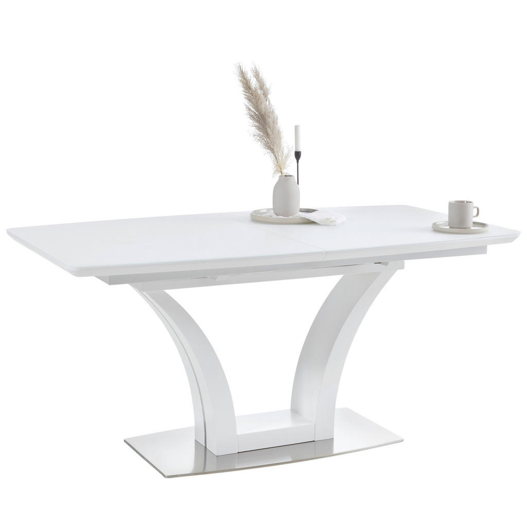 EETTAFEL, wit, roestvrij staalkleur