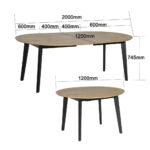 EETTAFEL, geheel massief hout, zwart, eikenkleur thumbnail 3