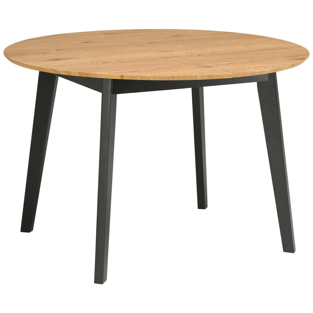 EETTAFEL, geheel massief hout, zwart, eikenkleur