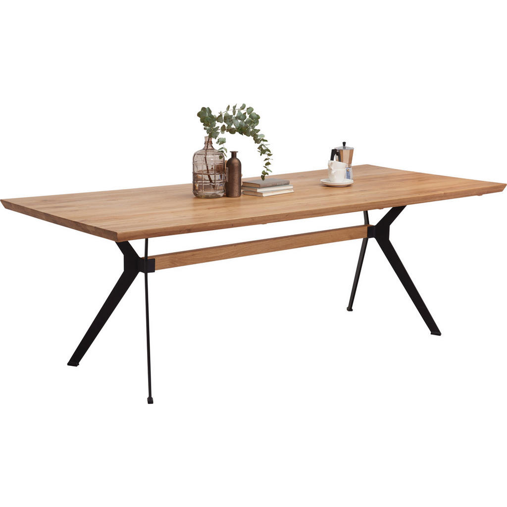 EETTAFEL, massief wild eiken zwart, eiken kleur