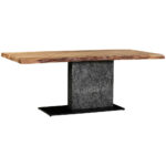 EETTAFEL, volledig massief acaciazwart, acaciakleuren, leisteenkleuren thumbnail 1