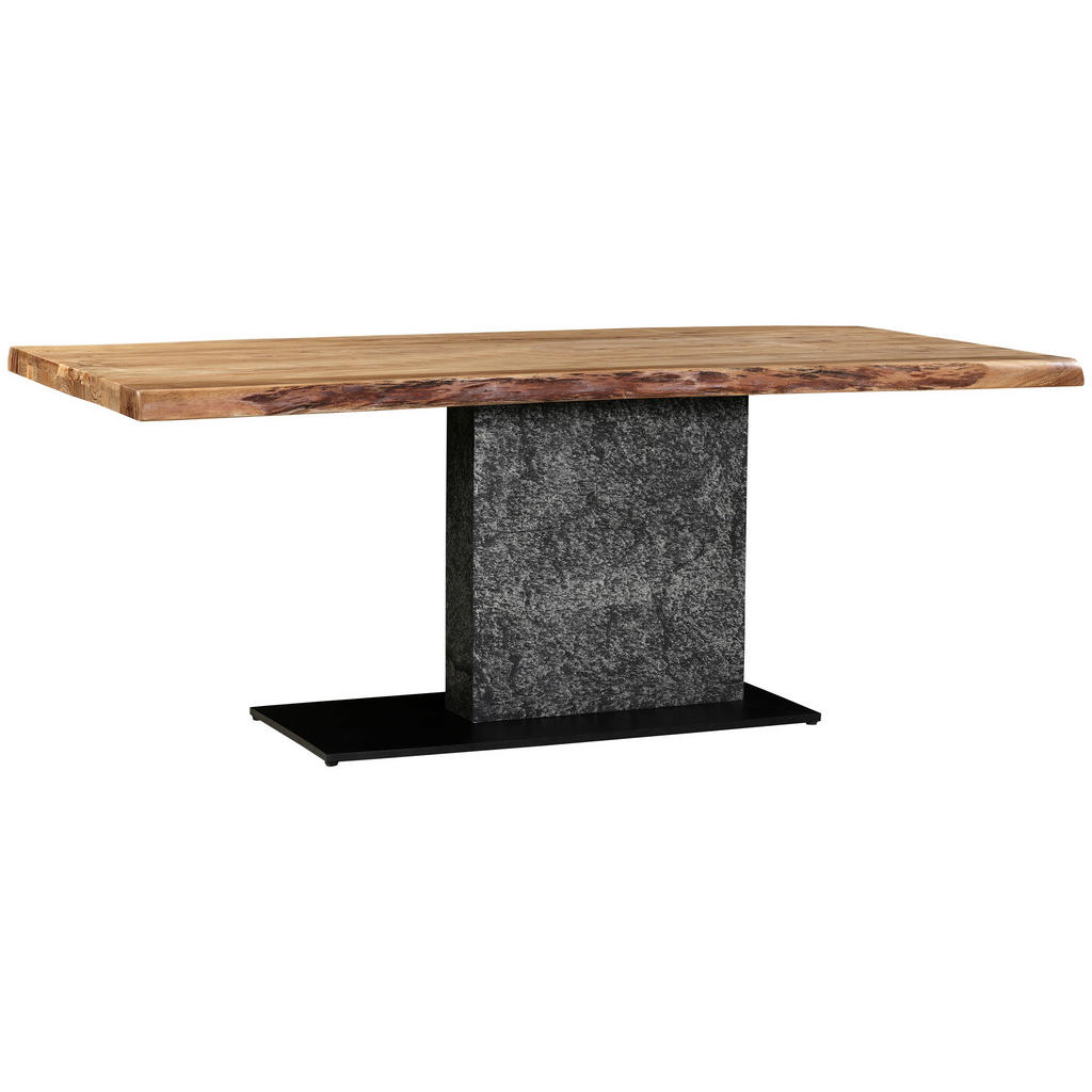 EETTAFEL, volledig massief acaciazwart, acaciakleuren, leisteenkleuren