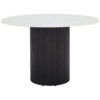 EETTAFEL, volledig massief acacia zwart, wit