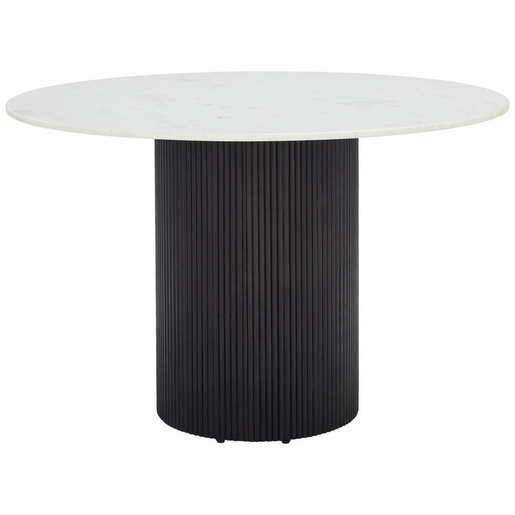EETTAFEL, volledig massief acacia zwart, wit