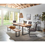 EETTAFEL, massief wild eiken zwart, wild eiken thumbnail 2