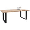 EETTAFEL, massief wild eiken zwart, wild eiken