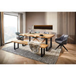 EETTAFEL, massief wild eiken zwart, wild eiken thumbnail 3