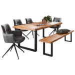 EETTAFEL, massief wild eiken zwart, wild eiken thumbnail 7