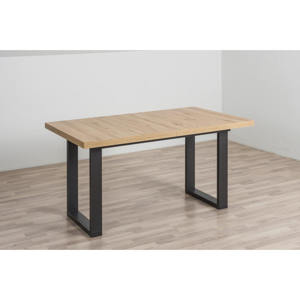 EETTAFEL, zwart, ambachtelijk eiken