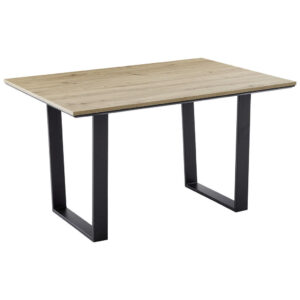 EETTAFEL, zwart, ambachtelijk eiken