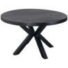 EETTAFEL, deels massief mangohout, zwart