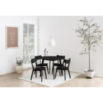 EETTAFEL, gefineerd, massief eiken, rubberhout zwart thumbnail 2