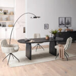 EETTAFEL, deels massief mangohout, zwart thumbnail 2