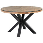 EETTAFEL, volledig massief oud hout, natuurlijke kleur, zwart thumbnail 1