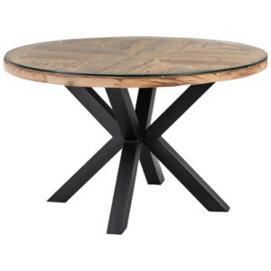 EETTAFEL, volledig massief oud hout, natuurlijke kleur, zwart