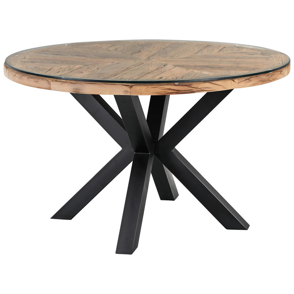 EETTAFEL, volledig massief oud hout, natuurlijke kleur, zwart