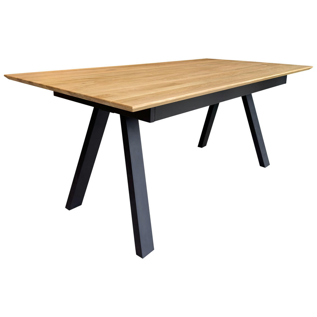 EETTAFEL, massief wild eiken bruin