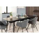 EETTAFEL, zwart gefineerd eikenhout thumbnail 2