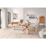 BANK, hout, zwart metaal, acaciakleuren thumbnail 2