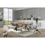 BANK, hout, zwart metaal, eikenkleur thumbnail 2