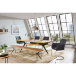 BANK, hout, zwart metaal, eikenkleur thumbnail 3