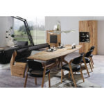BANK, hout, zwart leer, eiken kleur thumbnail 3