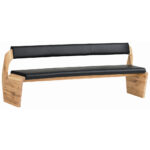 BANK, hout, zwart leer, eiken kleur thumbnail 1