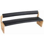 BANK, hout, zwart leer, eiken kleur thumbnail 3