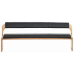 BANK, hout, zwart leer, eiken kleur thumbnail 5