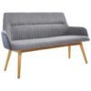 BANK, hout, eikenkleurig textiel, donkergrijs