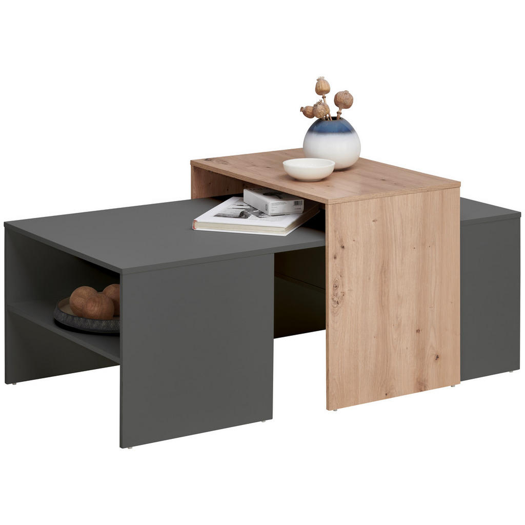 CLUB TAFEL, grafietkleuren, ambachtelijk eiken
