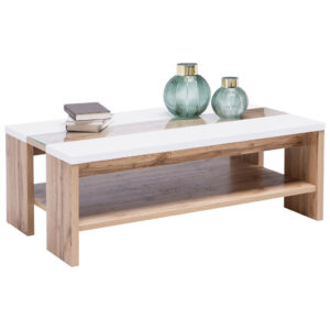 CLUBTAFEL, wit, eikenkleur