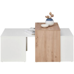 CLUBTAFEL, 115/50/70 cm wit, eikenkleur