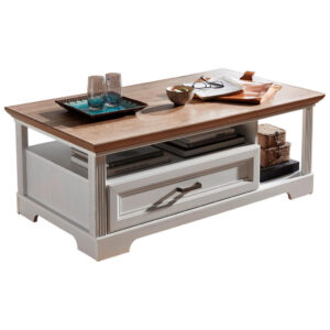 CLUBTAFEL, wit, eikenkleur