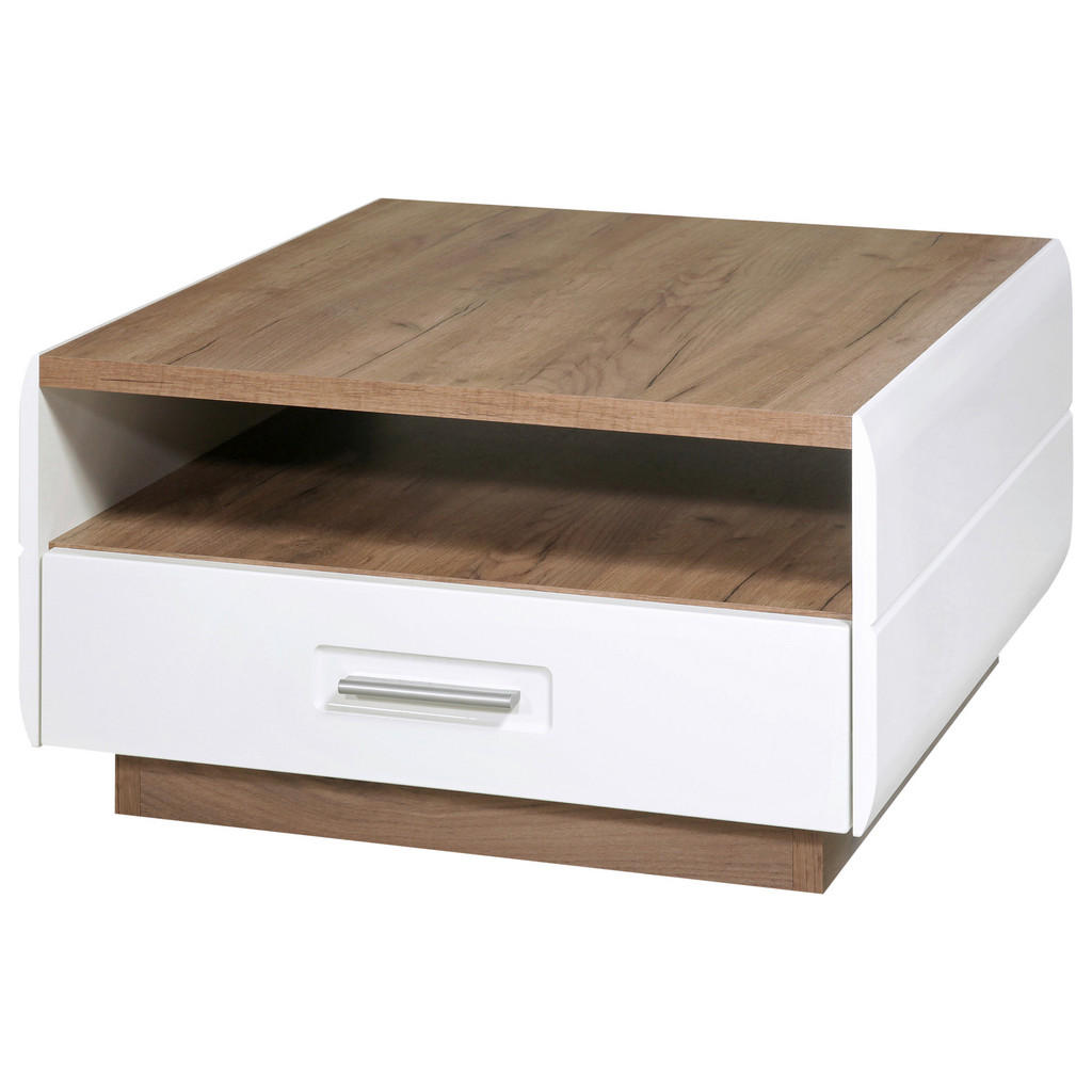CLUBTAFEL, 75/39,5/75 cm wit, eikenkleur