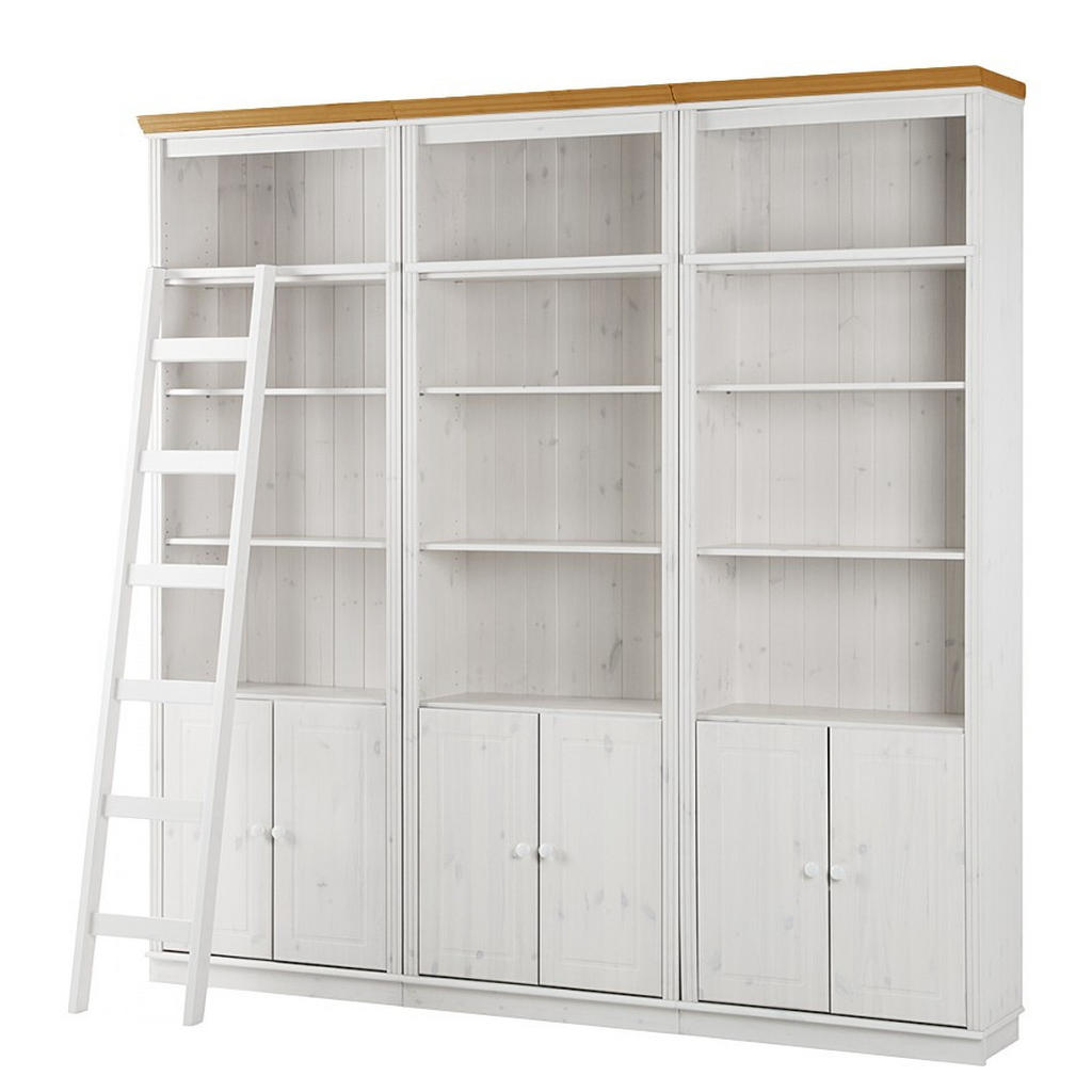BOEKENKAST 223/222/34 cm wit, honingkleur