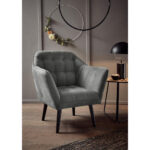 COCKTAIL-ARMSTOEL, grijze textiel, houten materiaal thumbnail 2