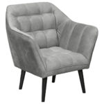 COCKTAIL-ARMSTOEL, grijze textiel, houten materiaal thumbnail 1
