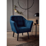 COCKTAIL-ARMSTOEL, blauw textiel, houtmateriaal thumbnail 2