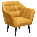 COCKTAIL-ARMSTOEL, geel textiel, houten materiaal thumbnail 1