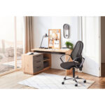 GECOMBINEERD BUREAU hout materiaal antraciet, ambachtelijk eiken thumbnail 2