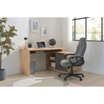 GECOMBINEERD BUREAU hout materiaal antraciet, ambachtelijk eiken thumbnail 3