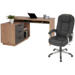 GECOMBINEERD BUREAU hout materiaal antraciet, ambachtelijk eiken thumbnail 4